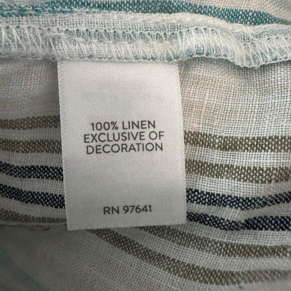 J. jill linen striped embroidered 100% linen boho tunic Top Size Medium relaxed - Picture 7 of 9